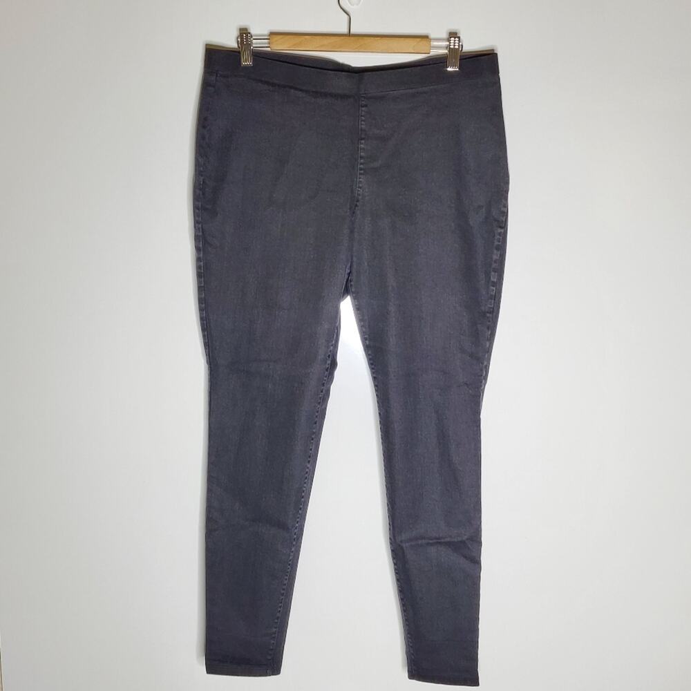 Eileen Fisher washed dark grey denim pull on organic cotton pants Size Large